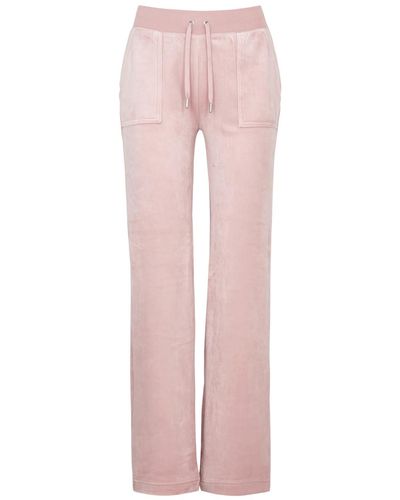 Juicy Couture Del Ray Logo Velour Sweatpants - Pink