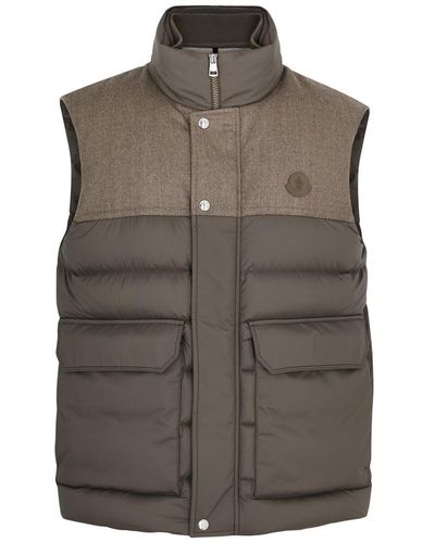 Moncler Rance Paneled Quilted Shell Gilet - Brown