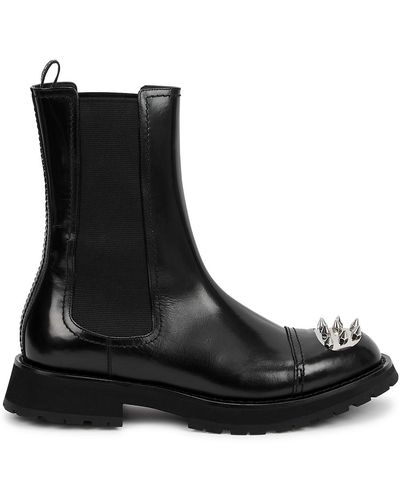 Alexander McQueen Black Stud-embellished Leather Chelsea Boots