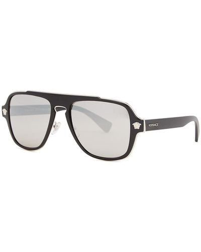 Versace Matte Aviator-Style Sunglasses, Sunglasses, , Matte - Black