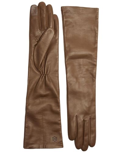 Handsome Stockholm Essentials Long Leather Gloves - Brown