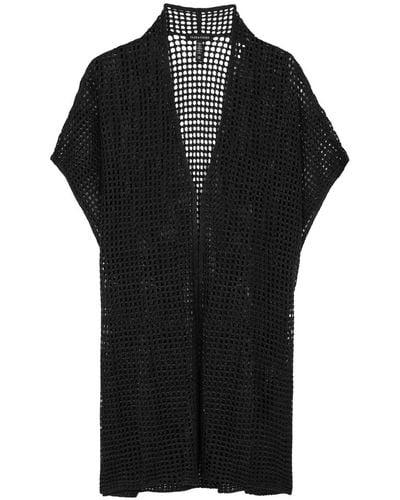 Eileen Fisher Open-knit Linen Cardigan - Black