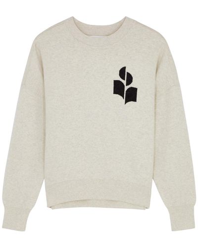Isabel Marant Atlee Logo-Intarsia Cotton-Blend Sweatshirt - White