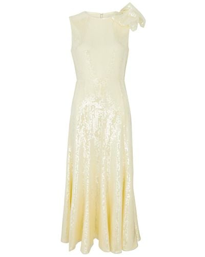Roland Mouret Bow-Embellished Sequin Midi Dress - White