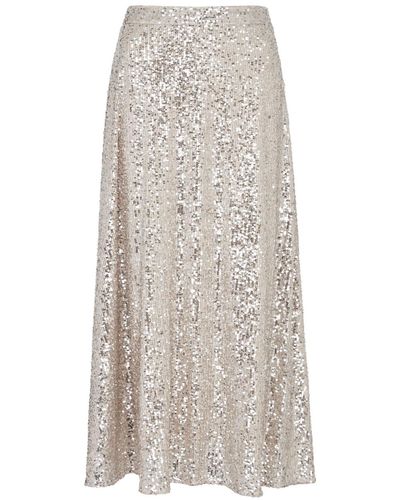 Olivia Rubin Penelope Sequin-embellished Midi Skirt - Natural