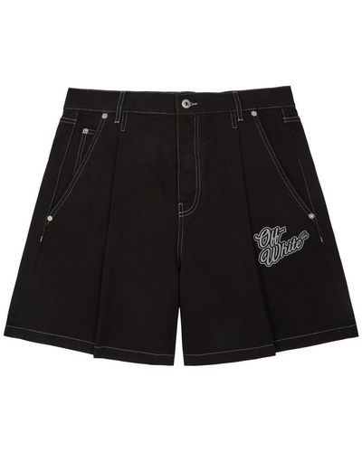 Off-White c/o Virgil Abloh Logo-embroidered Denim Shorts - Black