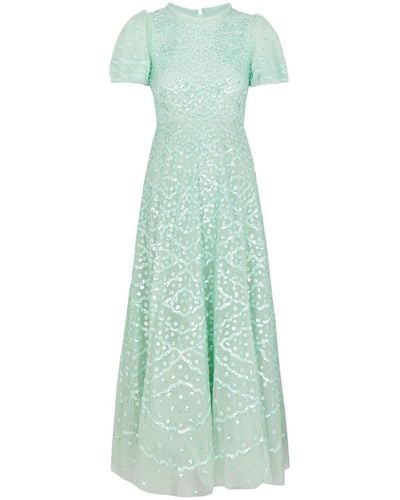 Needle & Thread Deco Dot Sequin-Embellished Tulle Dress - Green