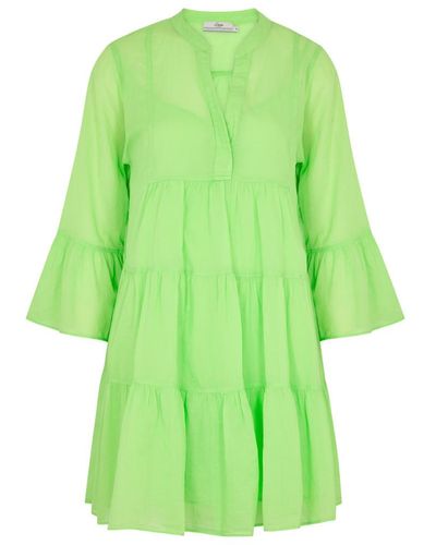 Devotion Lavrentia Tiered Cotton Mini Dress - Green