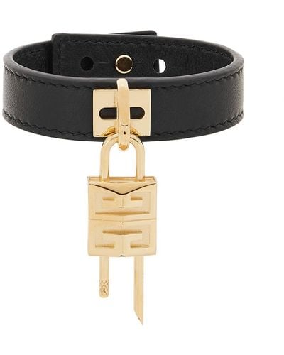 Givenchy Padlock Leather Bracelet - Black