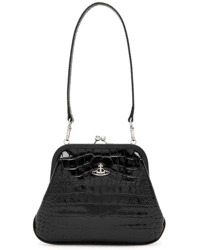 Vivienne Westwood Vivienne'S Crocodile-Effect Leather Shoulder Bag - Black