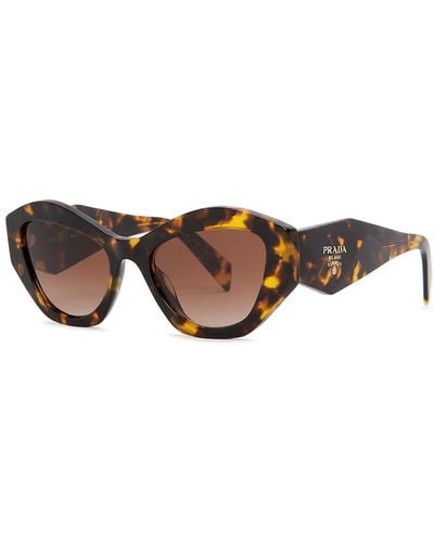 Prada Cat-Eye Sunglasses, Designer-Engraved Graduated Lenses, Designer-Stamped Arms, 100% Uv Protection - Brown