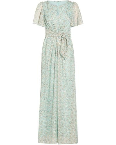 Adrianna Papell Floral Chiffon Tie Gown - Multicolour