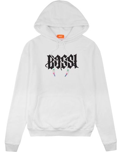 BOSSI SPORTSWEAR White Logo Hooded Cotton Sweatshirt