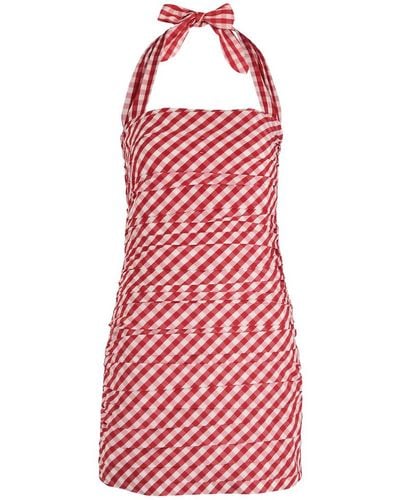 BERNADETTE Tippy Gingham Taffeta Mini Dress - Red