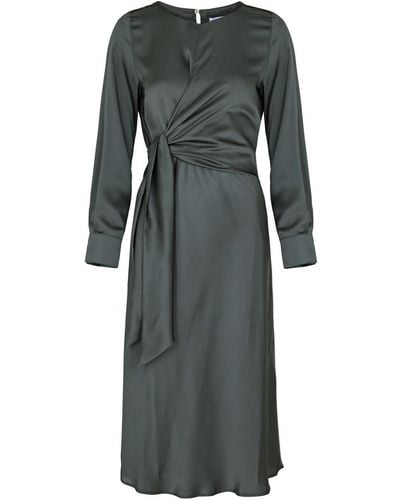 Marella Sion Wrap-effect Satin Midi Dress - Grey