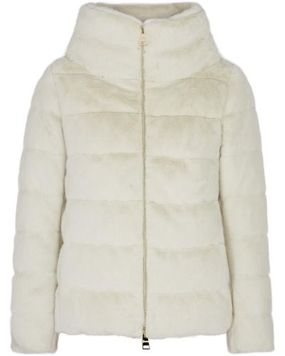 Herno Lady Quilted Faux Fur Jacket - White