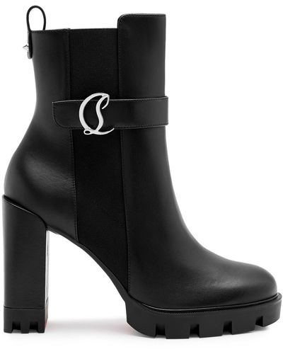 Christian Louboutin Chelsea Lug 115 Leather Platform Ankle Boots - Black