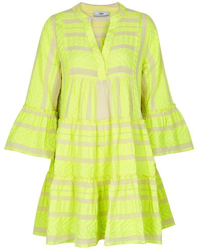 Devotion Ella Neon Embroidered Cotton Mini Dress, Dress, - Yellow