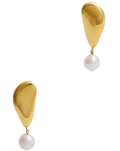 AGMES Sherri Vermeil Drop Earrings - White