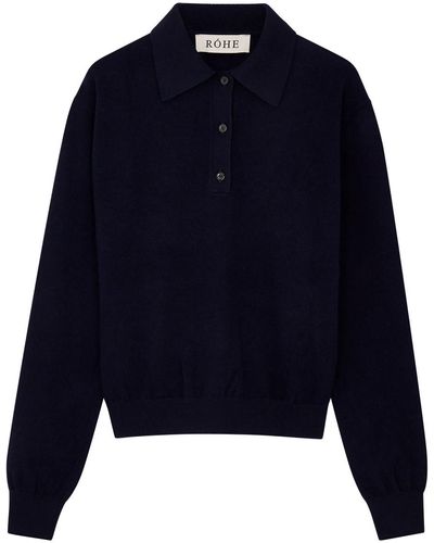 Rohe Wool-blend Polo Sweater - Blue