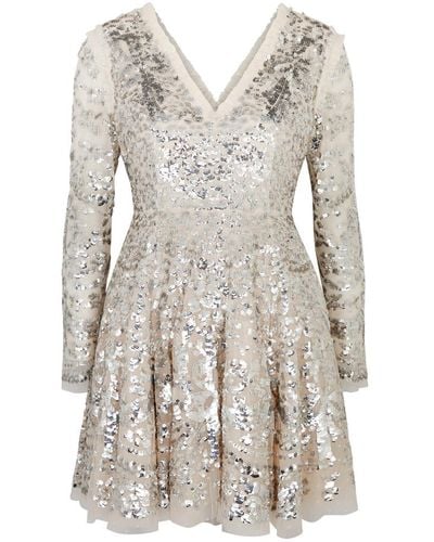 Needle & Thread Chandelier Sequin-embellished Tulle Mini Dress - White