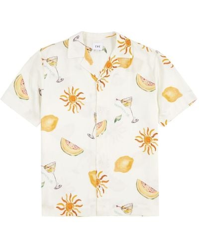 CHE Tropical Refresh Printed Twill Shirt - White