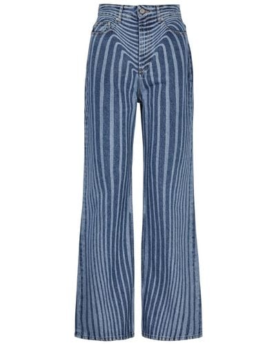 Jean Paul Gaultier Body Morphing Printed Wide-Leg Jeans - Blue