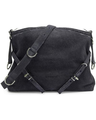 Givenchy Voyou Medium Denim Shoulder Bag - Black