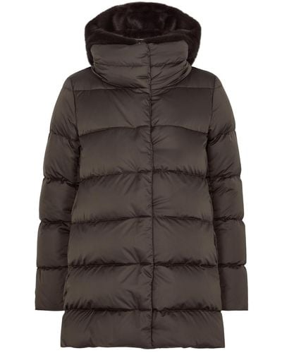 Herno Raso Quilted Shell And Faux Fur Jacket - Black