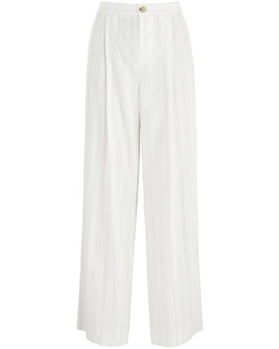 Vince Striped Wide-Leg Trousers - White