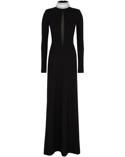David Koma Crystal-Embellished Stretch-Jersey Gown - Black