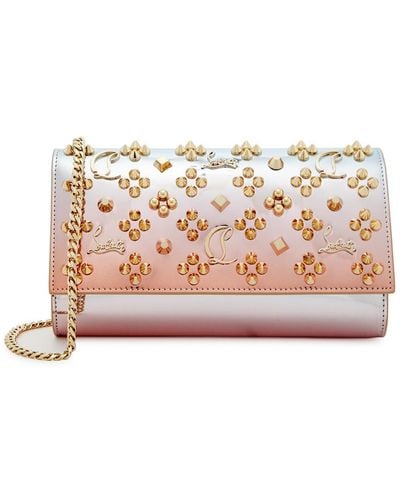 Christian Louboutin Paloma Embellished Leather Wallet-on-chain - Pink