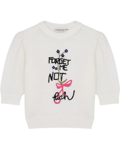 Alessandra Rich Forget Me Not Embroidered Knitted Jumper - White