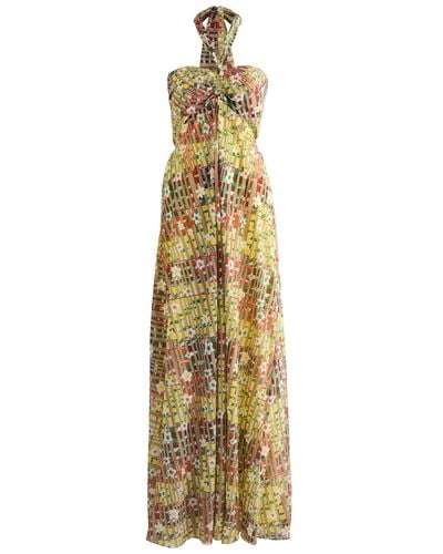 Diane von Furstenberg Ainslina Printed Cotton-Blend Maxi Dress - Metallic