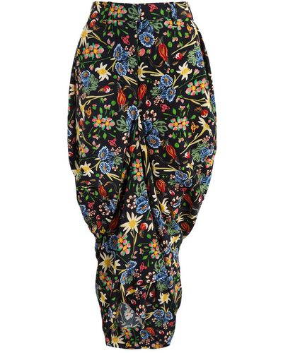 Vivienne Westwood Spontanea Floral-Print Draped Midi Skirt - Multicolor
