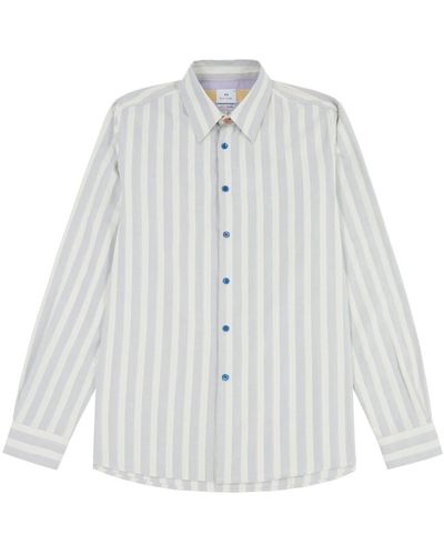 PS by Paul Smith Striped Cotton-Blend Shirt - White
