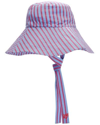 Damson Madder Striped Cotton Bucket Hat - Purple