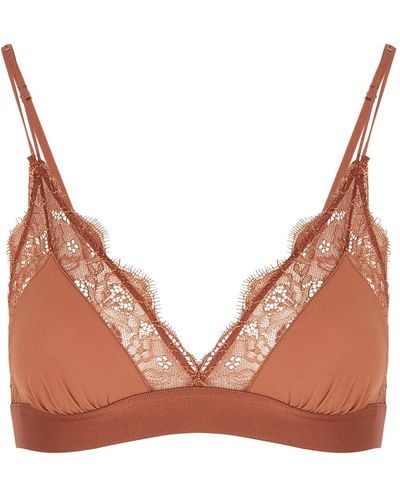 Love Stories Love Lace Lace-Trimmed Soft-Cup Bra - Brown