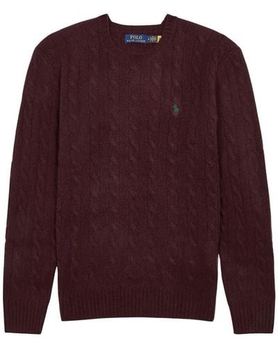 Polo Ralph Lauren Cable-knit Wool-blend Sweater - Purple
