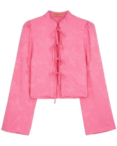 Kitri Myla Floral-jacquard Top - Pink