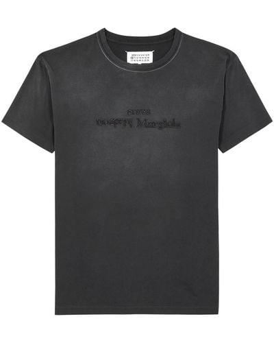 Maison Margiela Logo Faded Cotton T-Shirt - Black
