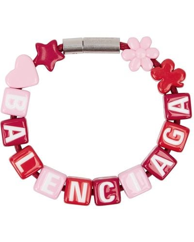 Balenciaga Toy Logo Beaded Bracelet - Pink