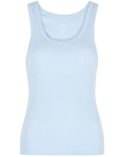 COLORFUL STANDARD Ribbed Stretch-Cotton Tank - Blue