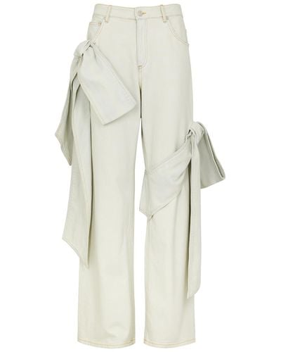 Blumarine Bow-embellished Wide-leg Jeans - White
