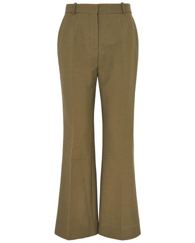 Victoria Beckham Kick-Flare Cotton Pants - Green