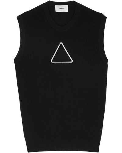 Coperni Triangle Cut-Out Wool Vest - Black