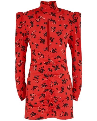 Alessandra Rich Floral-print Silk Mini Dress - Red
