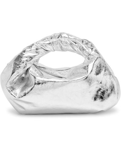 Dries Van Noten Metallic Leather Top Handle Bag - White