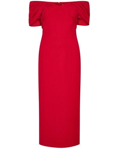 Rebecca Vallance Chiara Off-the-shoulder Midi Dress - Red