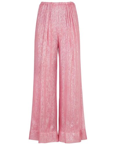 Forte Forte Lamé Silk-Blend Chiffon Trousers - Pink